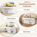 Dog Crate Furniture Indoor Modern Dog Kennel with Divider 3 Drawers and Pull-out Feeder by DirectDeals