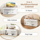Dog Crate Furniture Indoor Modern Dog Kennel with Divider 3 Drawers and Pull-out Feeder by LJGDeals