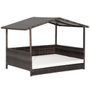 Wicker Dog House with Waterproof Roof and Washable Cushion Cover