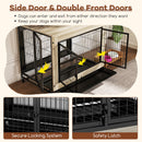 Industrial Dog Kennel with Flip-up Top 3 Lockable Doors and Removable Tray-Gray