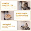 Door Hanging Cat Climber 4-level Height Adjustable with Plush Bed