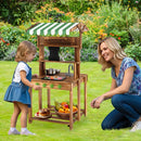 Double-Sided Mud Kitchen with Canopy and Chalkboard for 3+ Years Old-Natural by LJGDeals