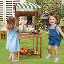 Double-Sided Mud Kitchen with Canopy and Chalkboard for 3+ Years Old-Natural by LJGDeals