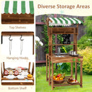 Double-Sided Mud Kitchen with Canopy and Chalkboard for 3+ Years Old-Natural by LJGDeals
