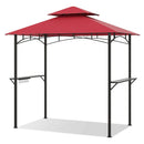 Outdoor Double-Tiered Grill Gazebo Canopy with 2 Shelves and 7 Hooks by LJGDeals