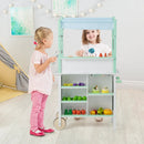 Double-sided Pretend Play Kitchen with Remote Control and LED Light Bars-Green by DirectDeals