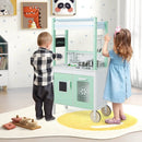 Double-sided Pretend Play Kitchen with Remote Control and LED Light Bars-Green by LJGDeals