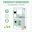 Double-sided Pretend Play Kitchen with Remote Control and LED Light Bars-Green by LJGDeals