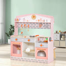 Double-Sided Kids Play Kitchen Set with Canopy and 2 Seats by LJGDeals