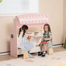 Double-Sided Kids Play Kitchen Set with Canopy and 2 Seats by LJGDeals