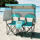 Double Beach Chair with Adjustable Canopy and 3 -Side Shading Curtains by LJGDeals