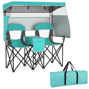 Double Beach Chair with Adjustable Canopy and 3 -Side Shading Curtains by LJGDeals