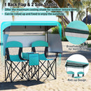 Double Beach Chair with Adjustable Canopy and 3 -Side Shading Curtains by LJGDeals