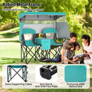 Double Beach Chair with Adjustable Canopy and 3 -Side Shading Curtains by LJGDeals