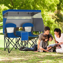 Double Beach Chair with Adjustable Canopy and 3 -Side Shading Curtains by LJGDeals