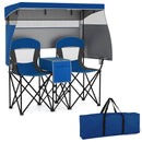 Double Beach Chair with Adjustable Canopy and 3 -Side Shading Curtains by LJGDeals