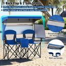 Double Beach Chair with Adjustable Canopy and 3 -Side Shading Curtains by LJGDeals