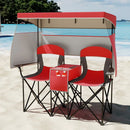 Double Beach Chair with Adjustable Canopy and 3 -Side Shading Curtains by LJGDeals