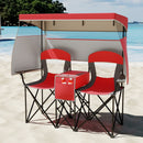 Double Beach Chair with Adjustable Canopy and 3 -Side Shading Curtains