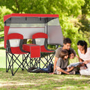 Double Beach Chair with Adjustable Canopy and 3 -Side Shading Curtains by LJGDeals