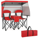 Double Beach Chair with Adjustable Canopy and 3 -Side Shading Curtains by LJGDeals