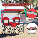Double Beach Chair with Adjustable Canopy and 3 -Side Shading Curtains by LJGDeals