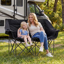 Double Camping Chair with Cup Holders Glass Racks and Mesh Pockets by LJGDeals