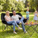 Double Camping Chair with Cup Holders Glass Racks and Mesh Pockets by LJGDeals