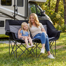 Double Camping Chair with Cup Holders Glass Racks and Mesh Pockets by LJGDeals