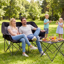 Double Camping Chair with Cup Holders Glass Racks and Mesh Pockets by LJGDeals