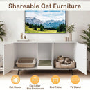 Double Cat Litter Box Enclosure with Scratching Pad by LJGDeals