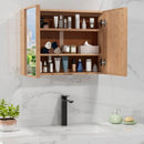 Double Door Bathroom Wall Cabinet with Mirror and Adjustable Shelves-Natural by LJGDeals