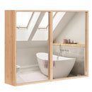 Double Door Bathroom Wall Cabinet with Mirror and Adjustable Shelves-Natural by LJGDeals