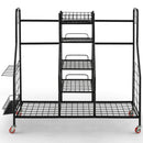 Double Golf Bag Rack with Removable Golf Club Stand and Wheels-Black