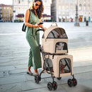 Double Pet Stroller Foldable 3-in-1 Dog Stroller with 2 Detachable Carriers by LJGDeals