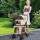 Double Pet Stroller Foldable 3-in-1 Dog Stroller with 2 Detachable Carriers by LJGDeals