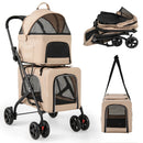 Double Pet Stroller Foldable 3-in-1 Dog Stroller with 2 Detachable Carriers by LJGDeals