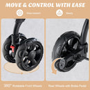 Double Pet Stroller Foldable 3-in-1 Dog Stroller with 2 Detachable Carriers
