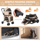 Double Pet Stroller Foldable 3-in-1 Dog Stroller with 2 Detachable Carriers