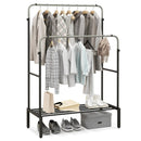 Double Rod Clothes Garment Rack with Adjustable Heights-Silver by DirectDeals