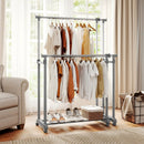 Double Rod Clothes Rack Heavy-Duty Metal Garment Rack by LJGDeals
