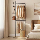 Double Rods Clothes Hanging Rack with Rubber Wood Hooks by LJGDeals