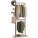 Double Rods Clothes Hanging Rack with Rubber Wood Hooks by LJGDeals