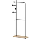 Double Rods Clothes Hanging Rack with Rubber Wood Hooks by LJGDeals