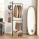 Double Rods Clothes Hanging Rack with Rubber Wood Hooks by DirectDeals