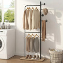 Double Rods Clothes Hanging Rack with Rubber Wood Hooks by LJGDeals
