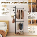 Double Rods Clothes Hanging Rack with Rubber Wood Hooks by LJGDeals