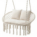 Double Swing Chair with Cushions Macrame Hanging Hammock Chair for Indoor and Outdoor Use by LJGDeals