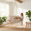 Double Swing Chair with Cushions Macrame Hanging Hammock Chair for Indoor and Outdoor Use by LJGDeals