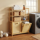 Double Tilt-Out Laundry Hamper with 3 Shelves & Baskets by DirectDeals